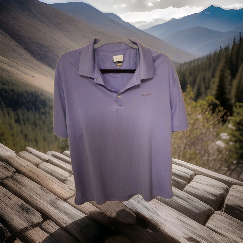 Greg Norman PlayDry Mens Golf Polo Short Sleeve Shirt XL Light Purple+ Logo 114 - Picture 1 of 3